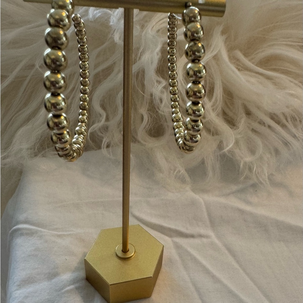 Elegant GoldBeaded Hoop Earrings